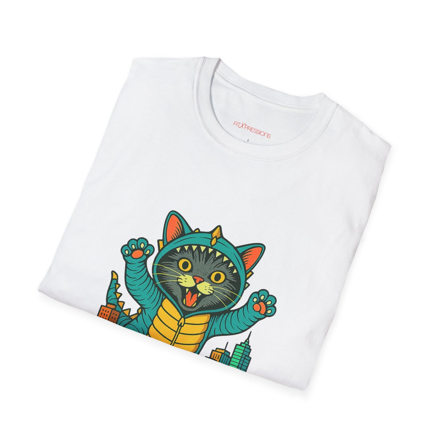 Cat Monster Austin Skyline Graphic T-Shirt
