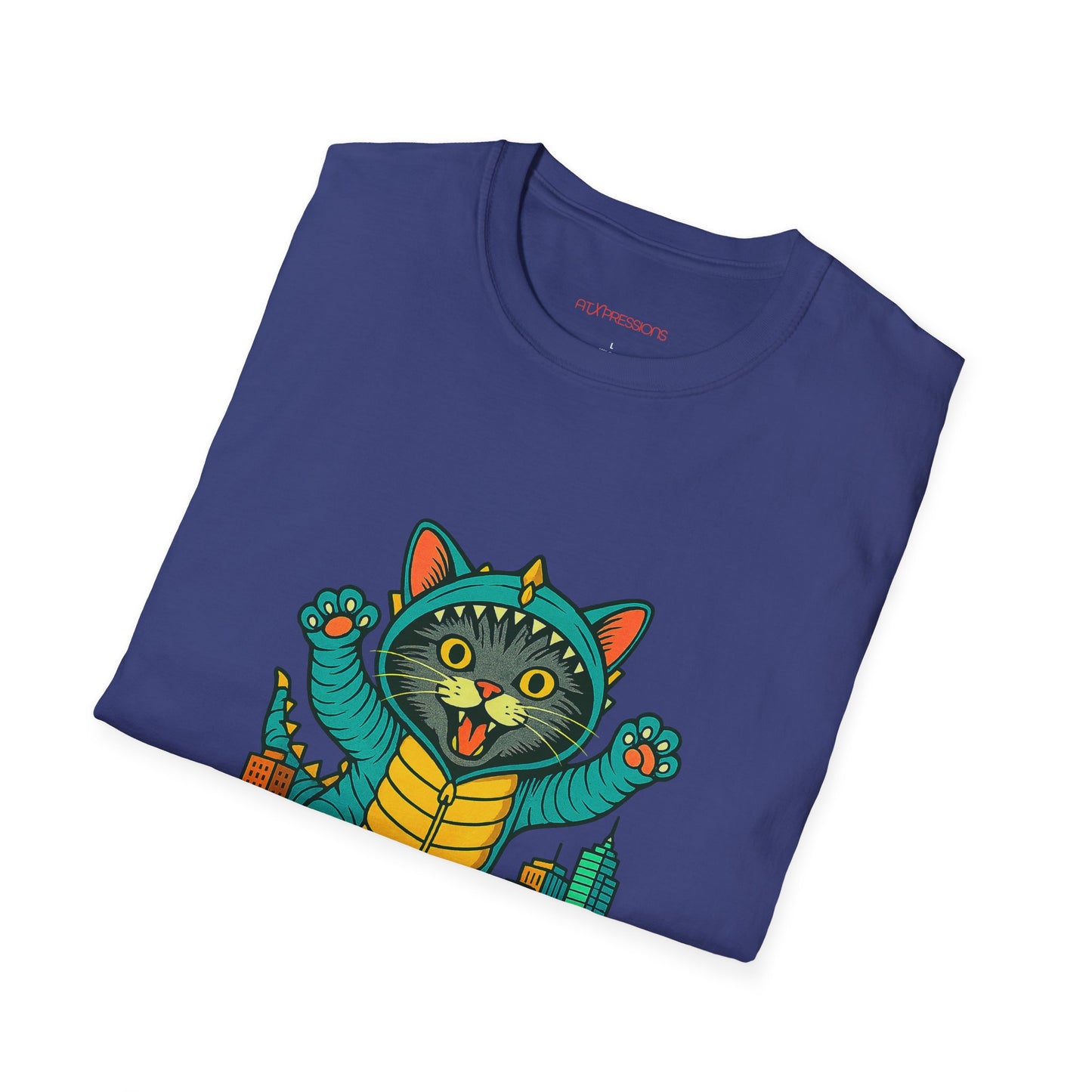 Cat Monster Austin Skyline Graphic T-Shirt