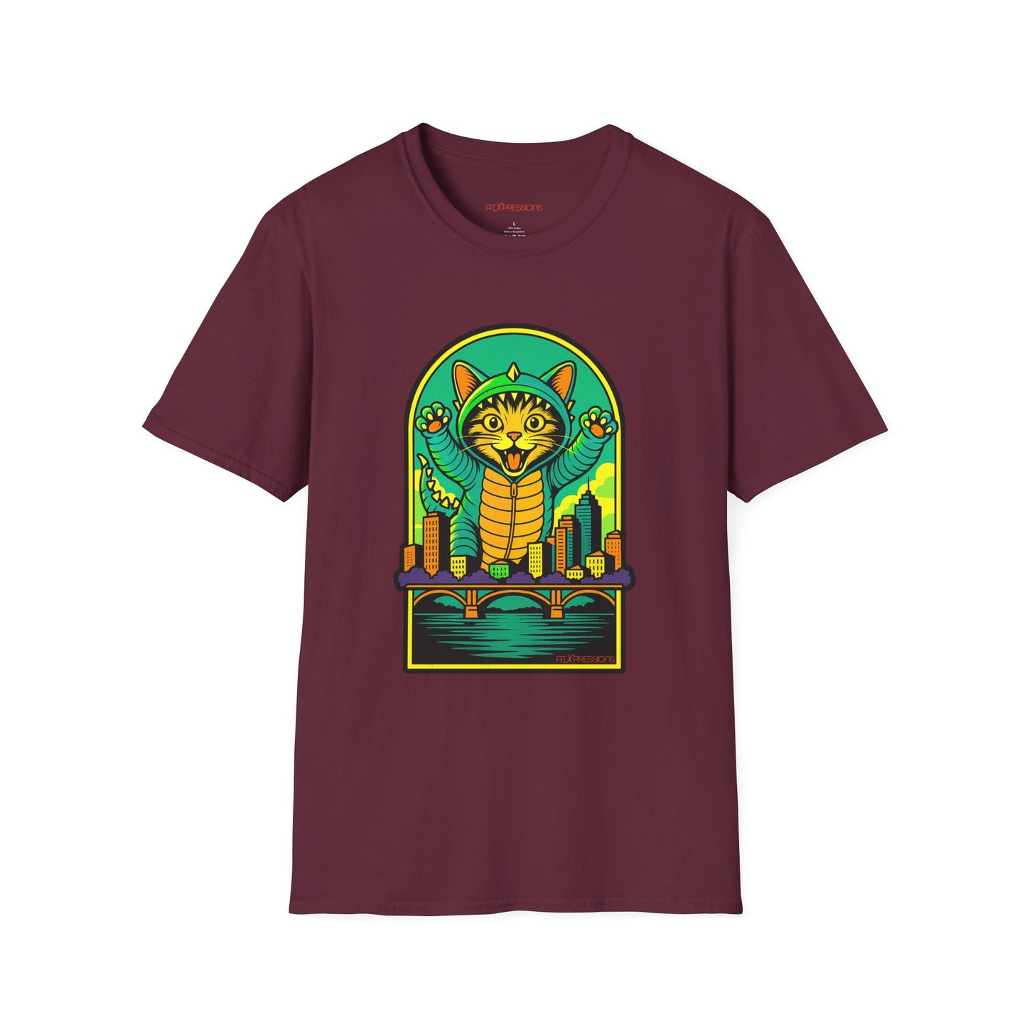 Cat Monster Austin Skyline Graphic T-Shirt