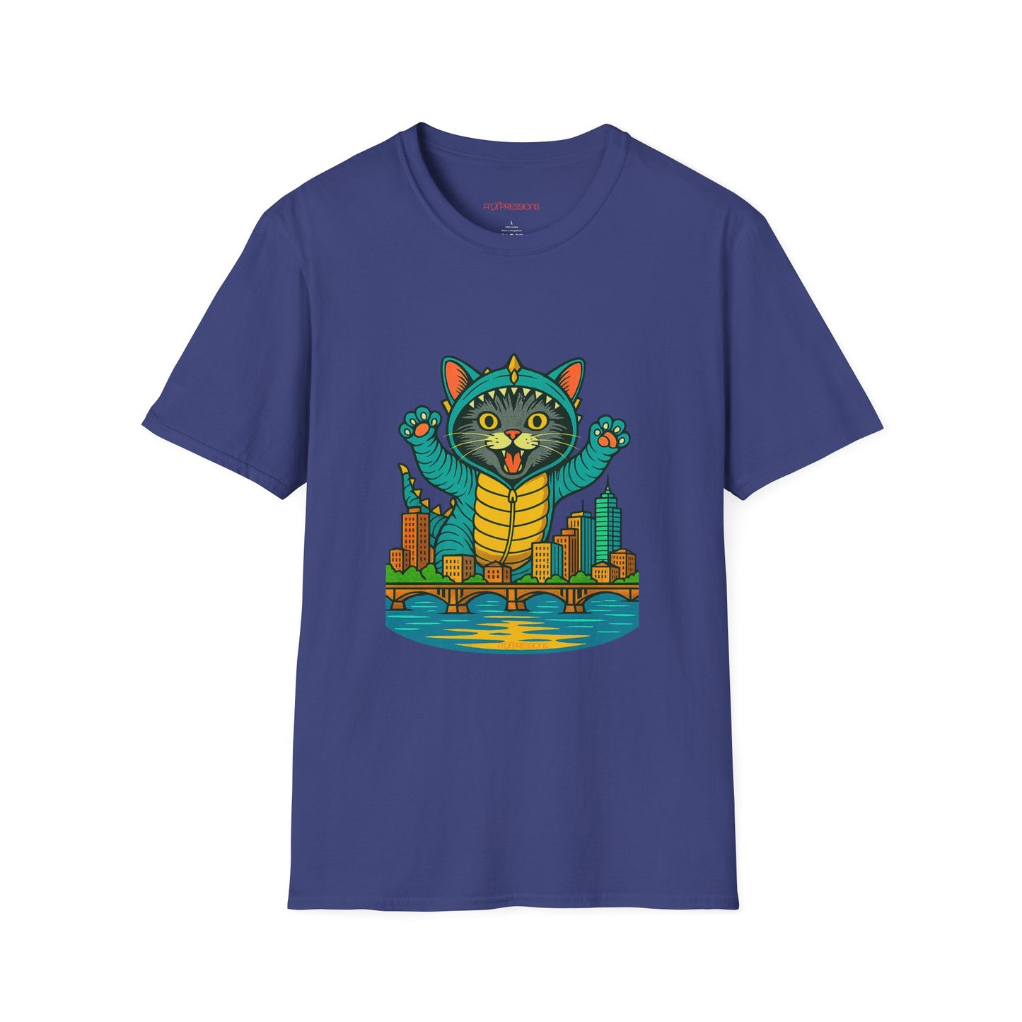 Cat Monster Austin Skyline Graphic T-Shirt