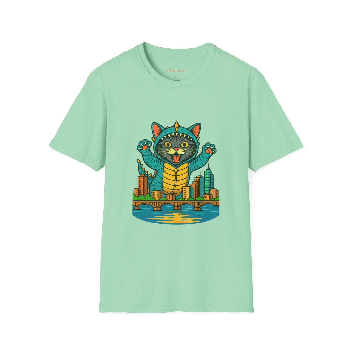 Cat Monster Austin Skyline Graphic T-Shirt