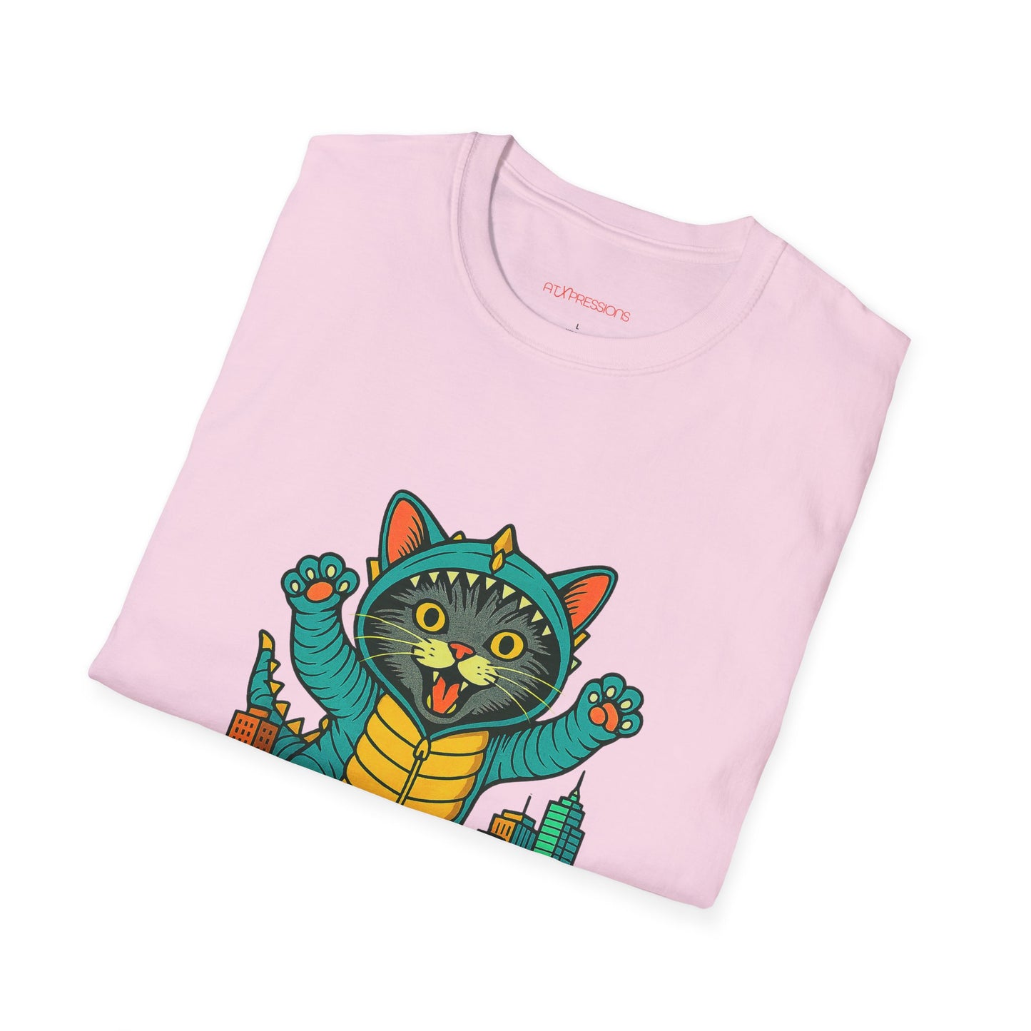 Cat Monster Austin Skyline Graphic T-Shirt