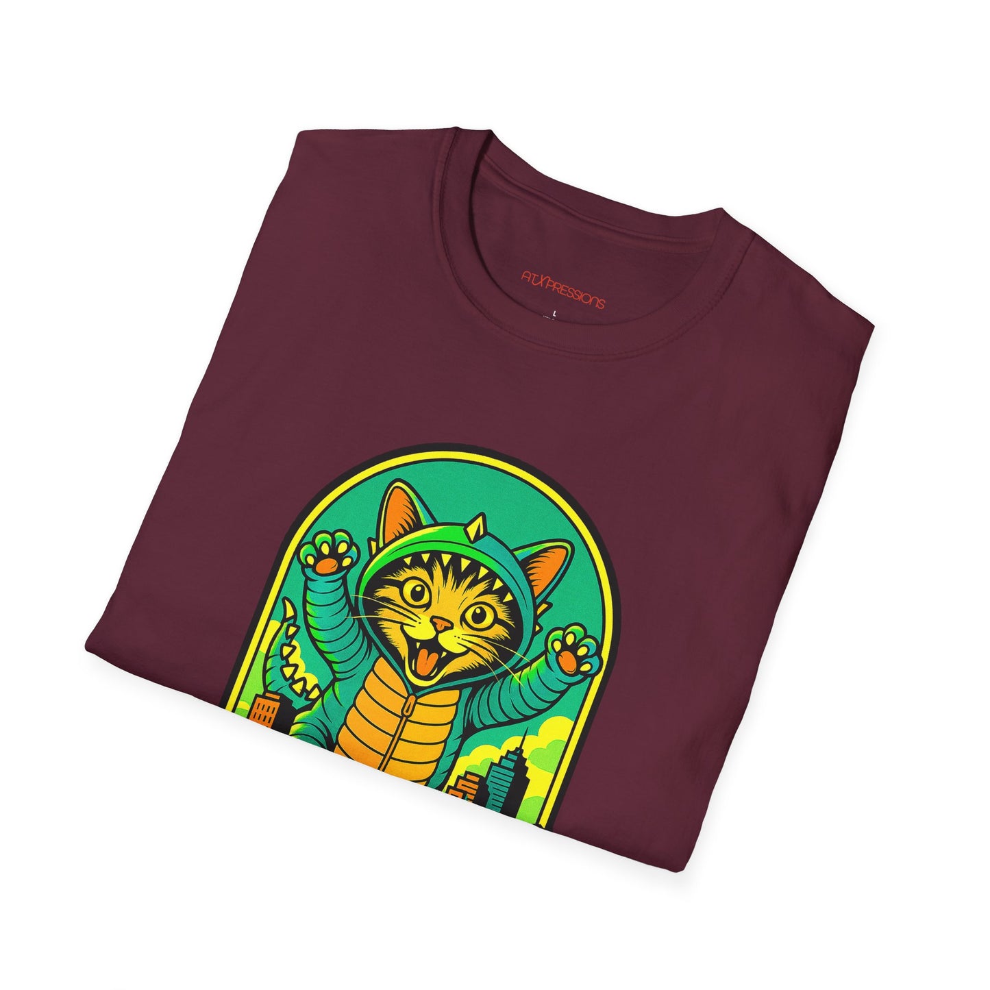 Cat Monster Austin Skyline Graphic T-Shirt