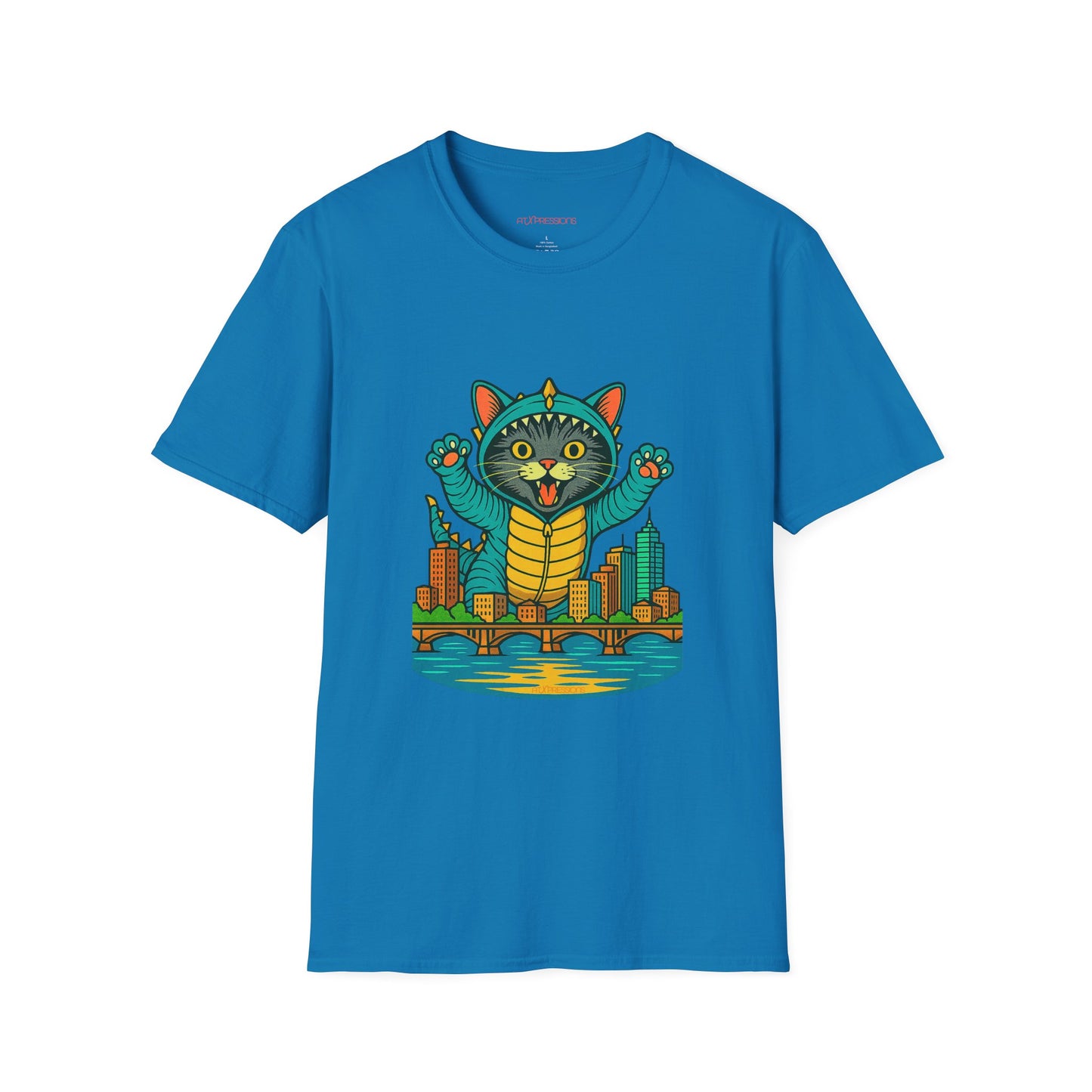 Cat Monster Austin Skyline Graphic T-Shirt