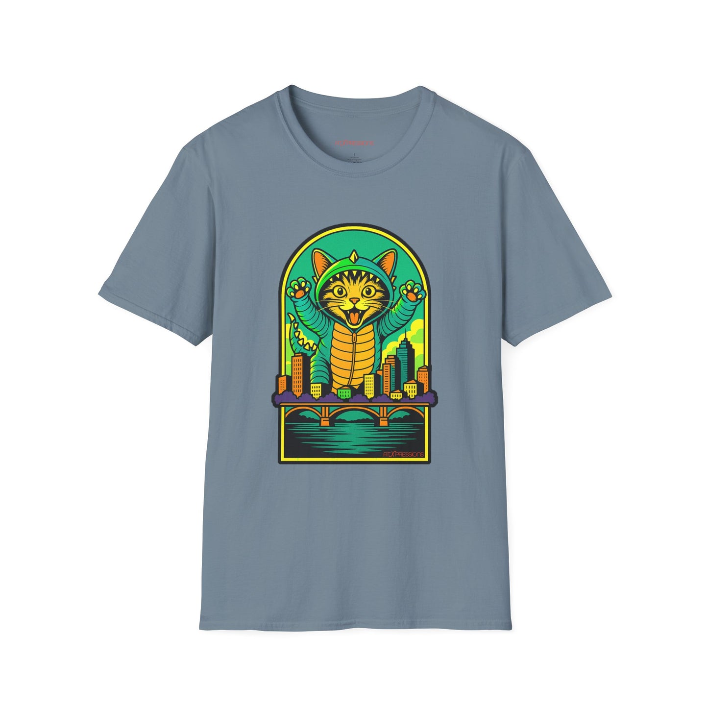 Cat Monster Austin Skyline Graphic T-Shirt