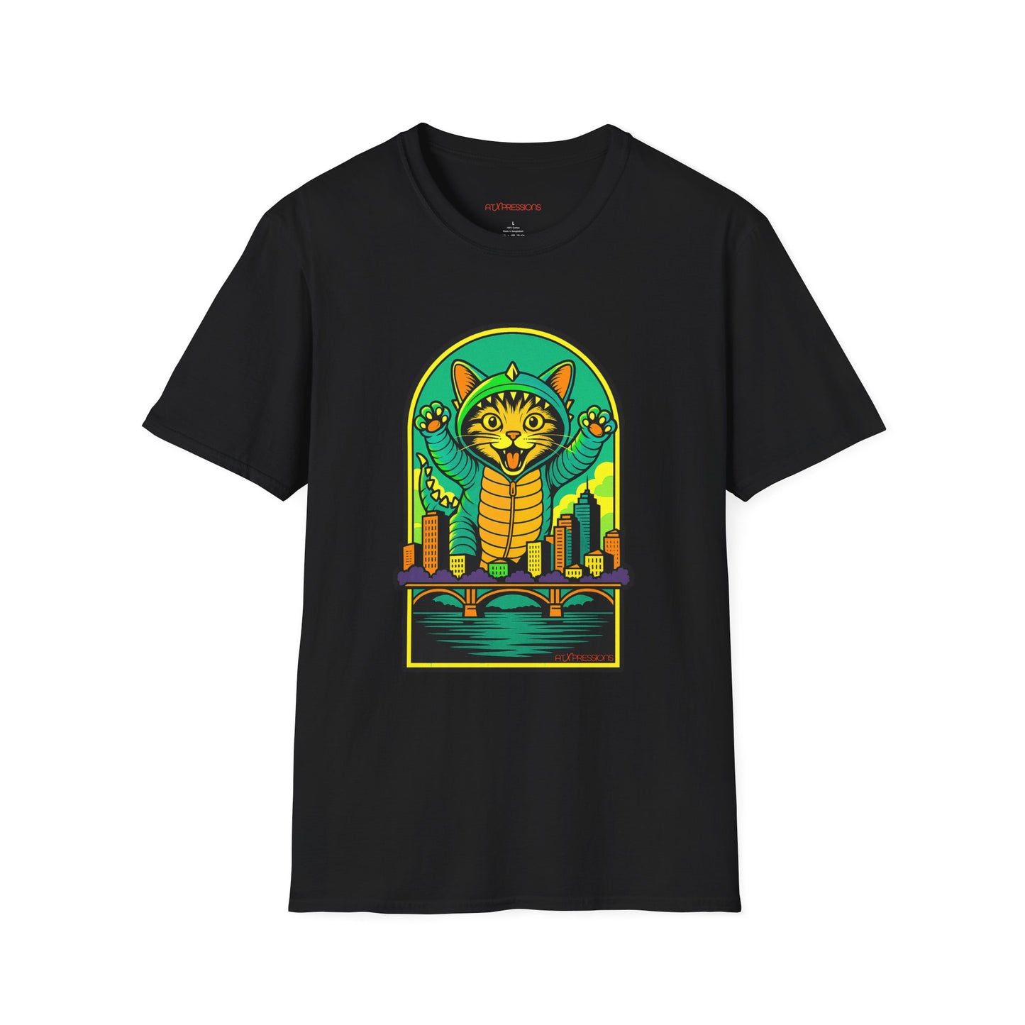 Cat Monster Austin Skyline Graphic T-Shirt