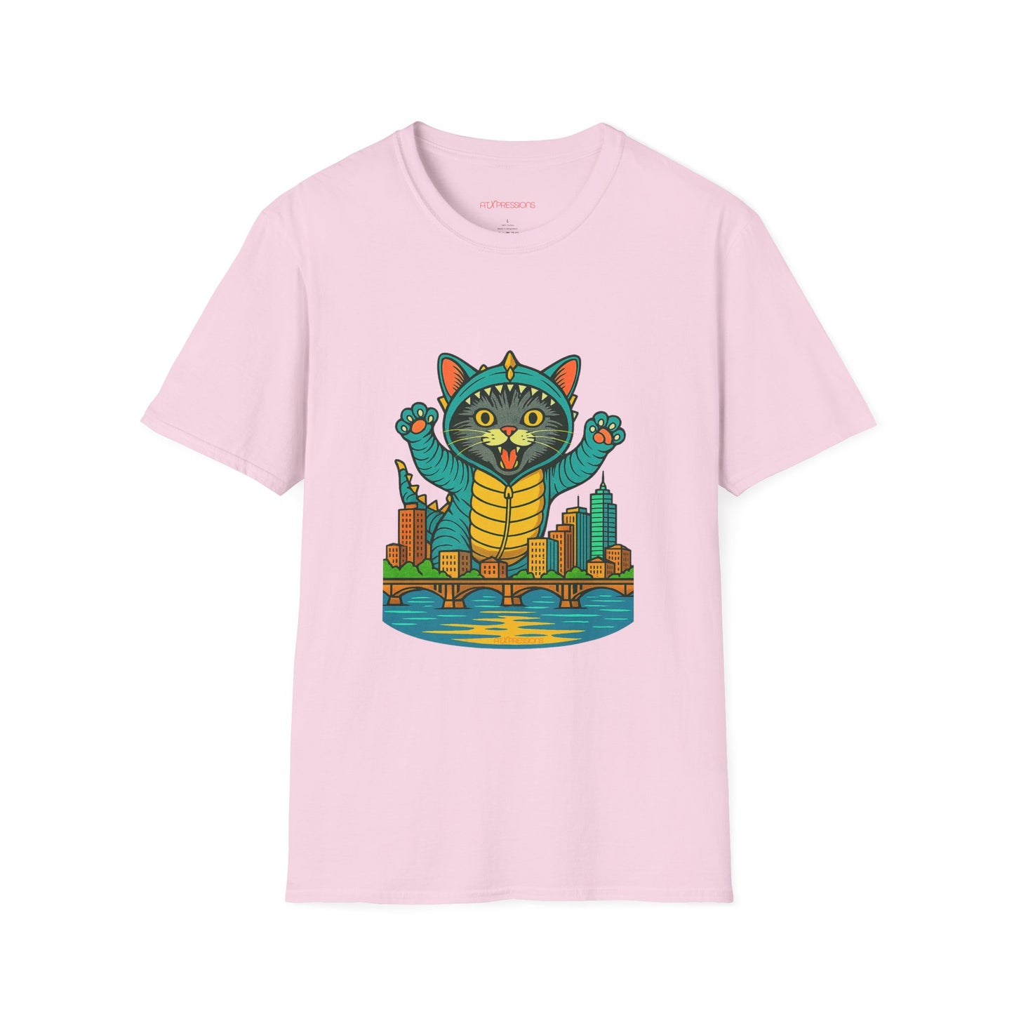 Cat Monster Austin Skyline Graphic T-Shirt