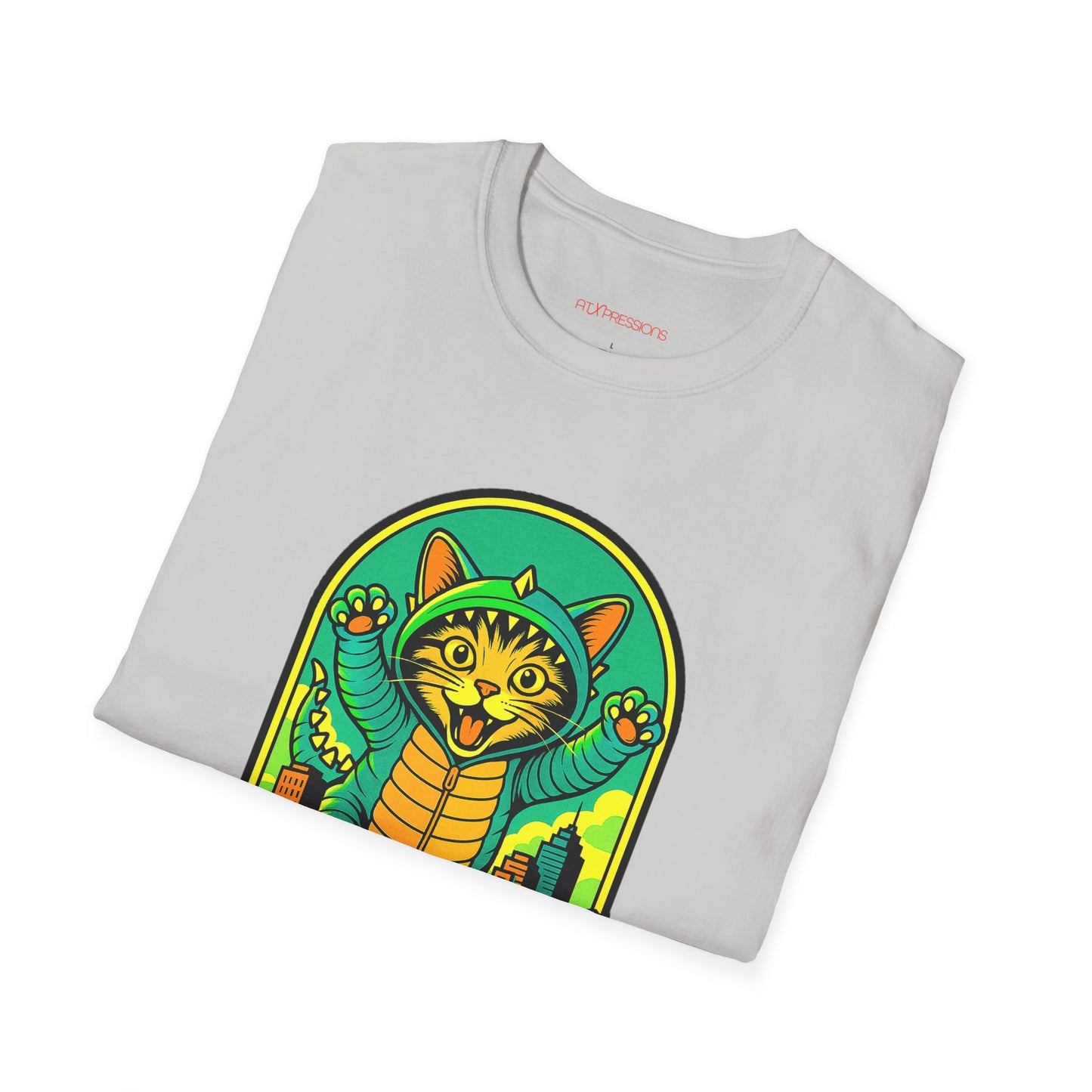 Cat Monster Austin Skyline Graphic T-Shirt