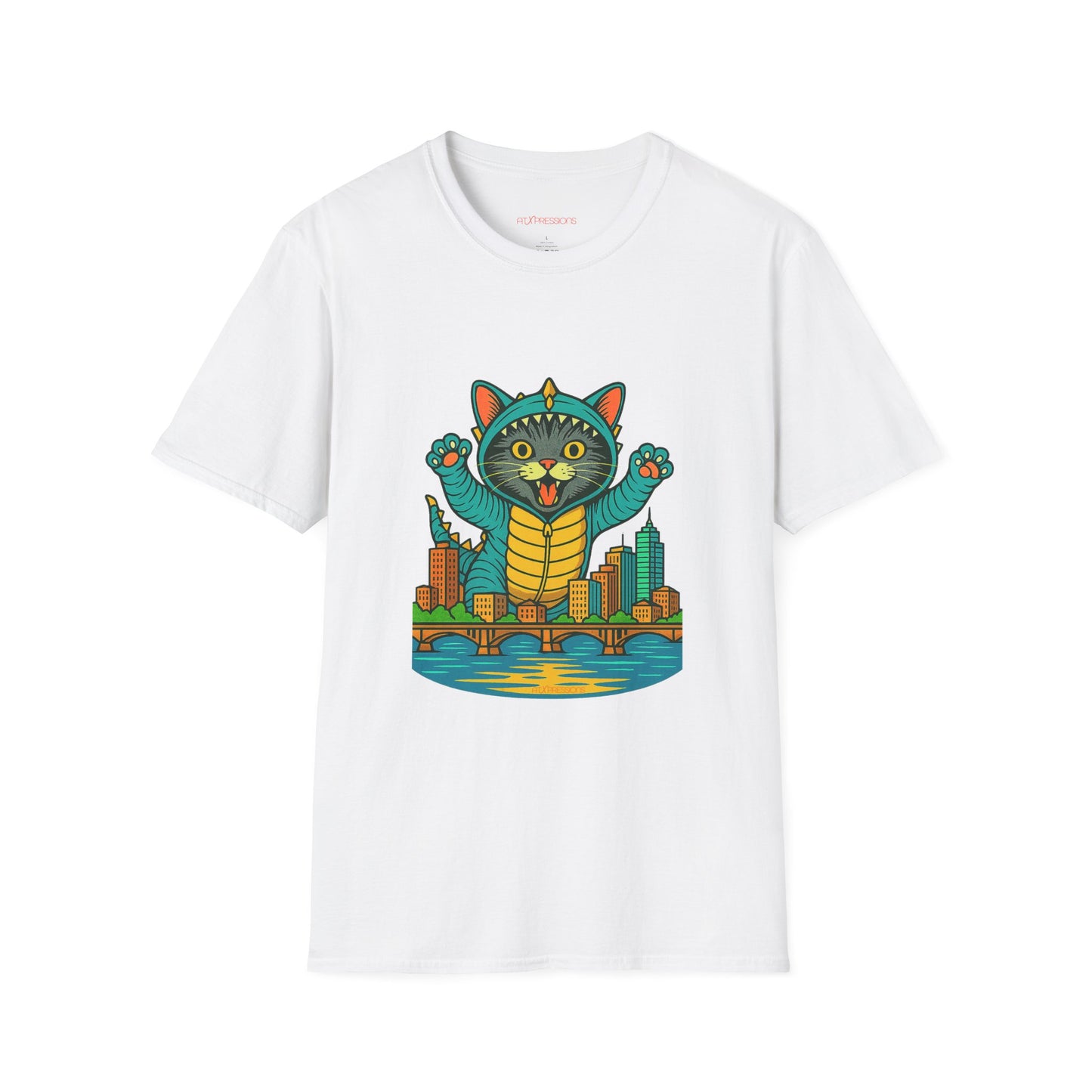 Cat Monster Austin Skyline Graphic T-Shirt