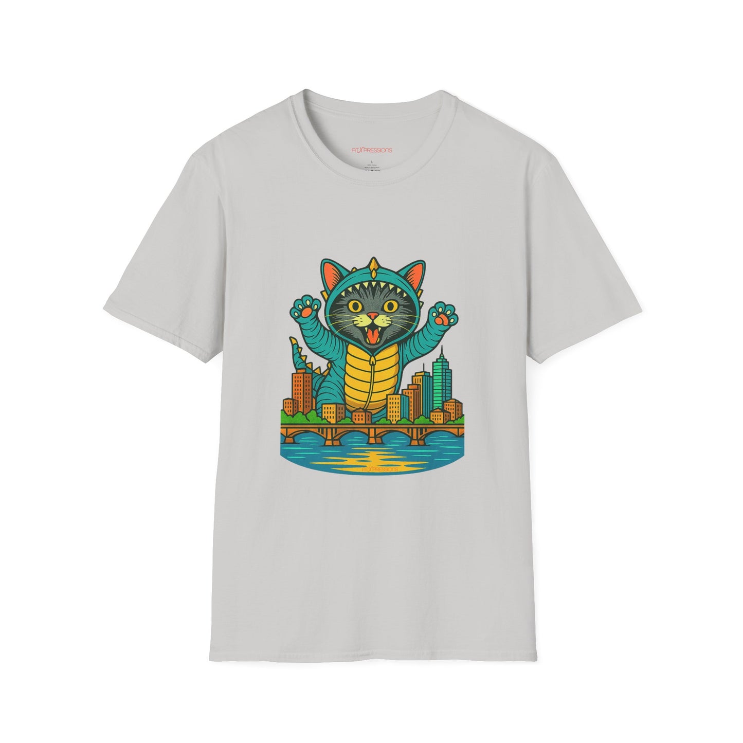 Cat Monster Austin Skyline Graphic T-Shirt