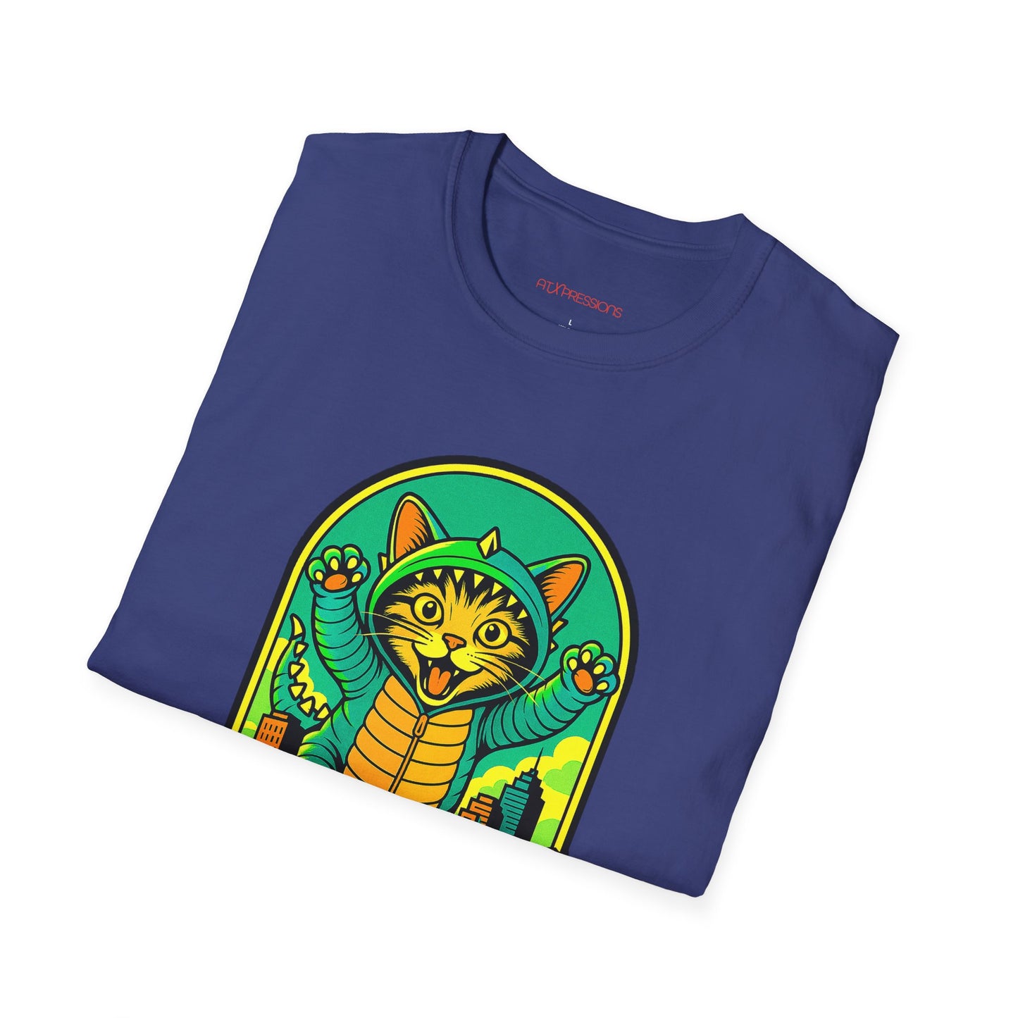 Cat Monster Austin Skyline Graphic T-Shirt
