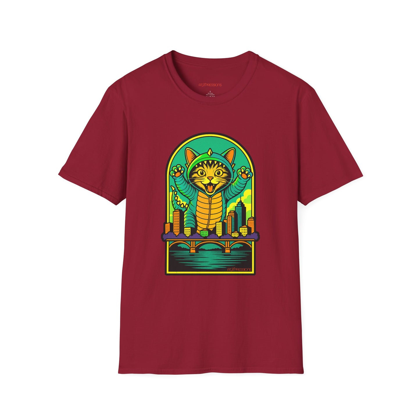Cat Monster Austin Skyline Graphic T-Shirt