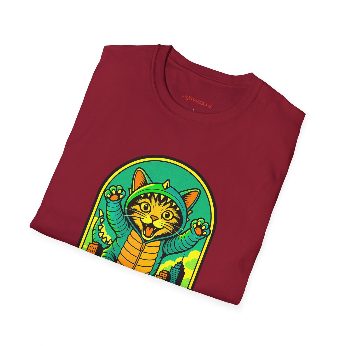 Cat Monster Austin Skyline Graphic T-Shirt