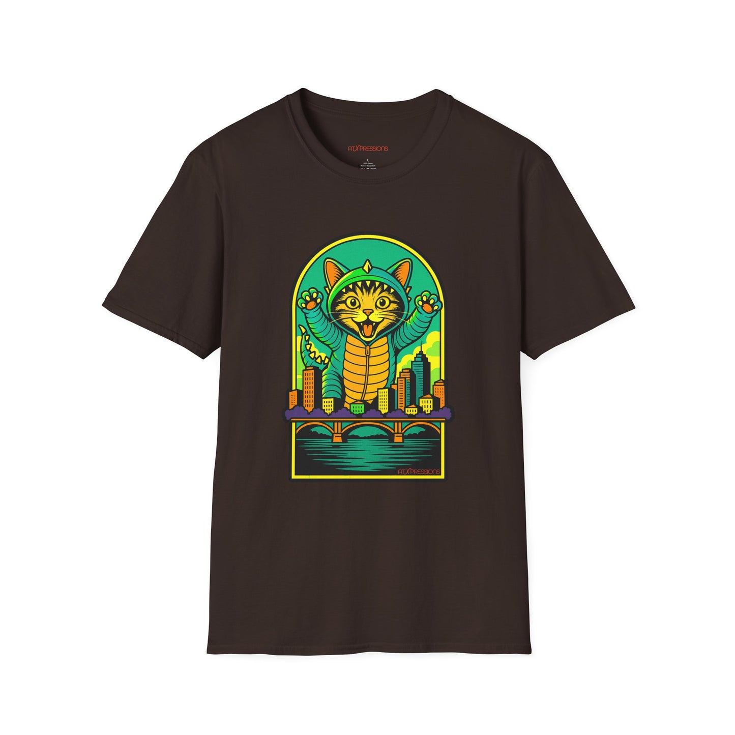 Cat Monster Austin Skyline Graphic T-Shirt