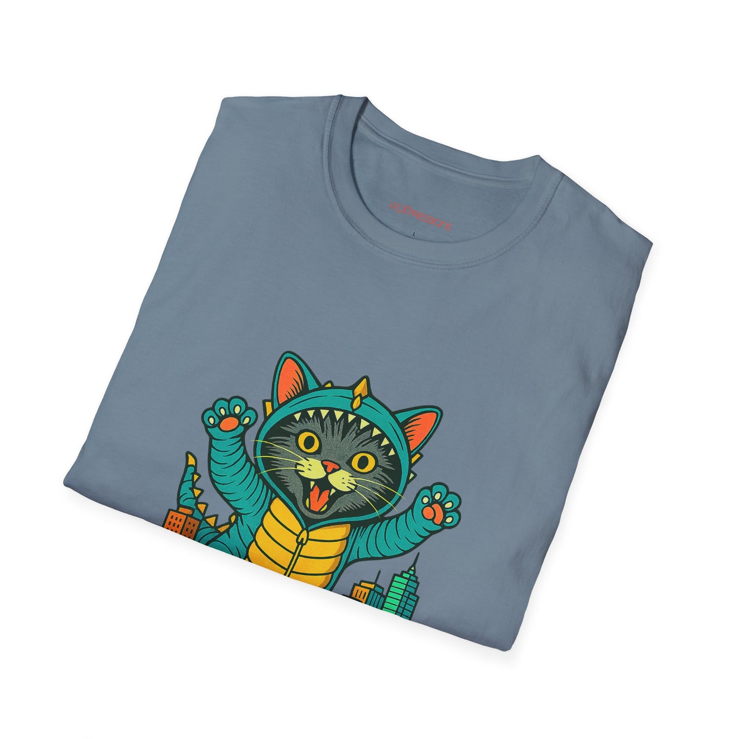 Cat Monster Austin Skyline Graphic T-Shirt