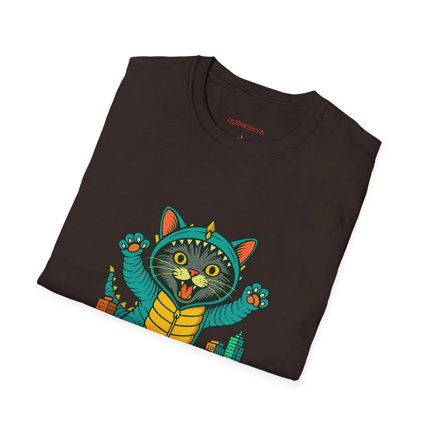Cat Monster Austin Skyline Graphic T-Shirt