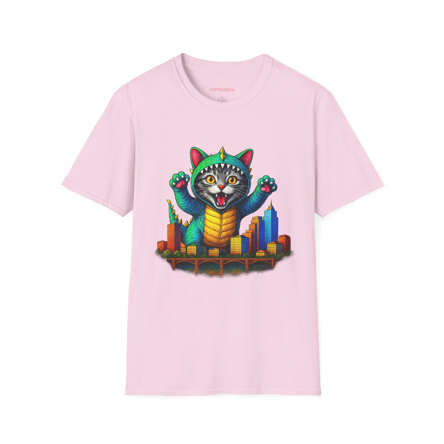 Bold Cat Over Austin Cityscape Unisex Tee | ATXpressions
