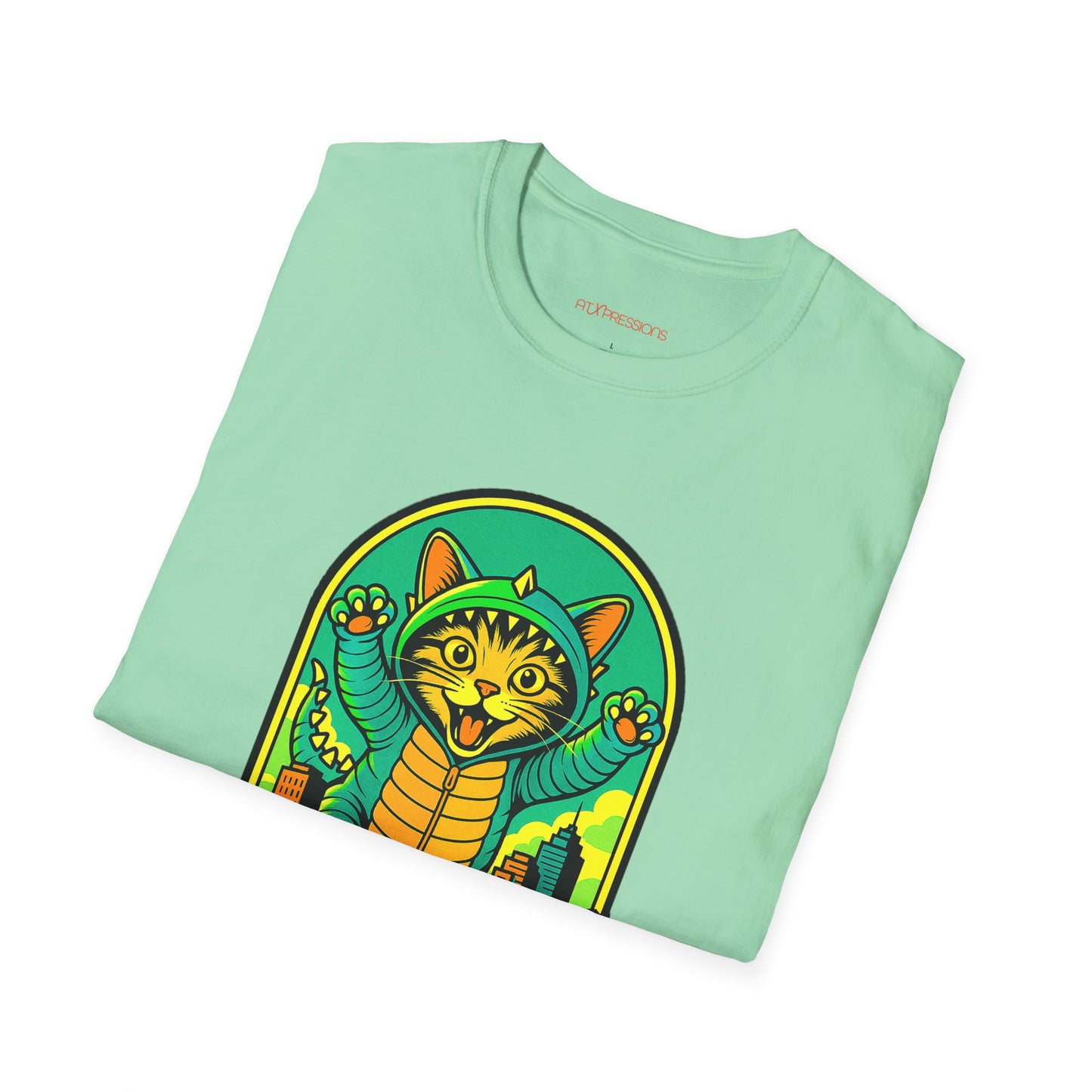 Cat Monster Austin Skyline Graphic T-Shirt
