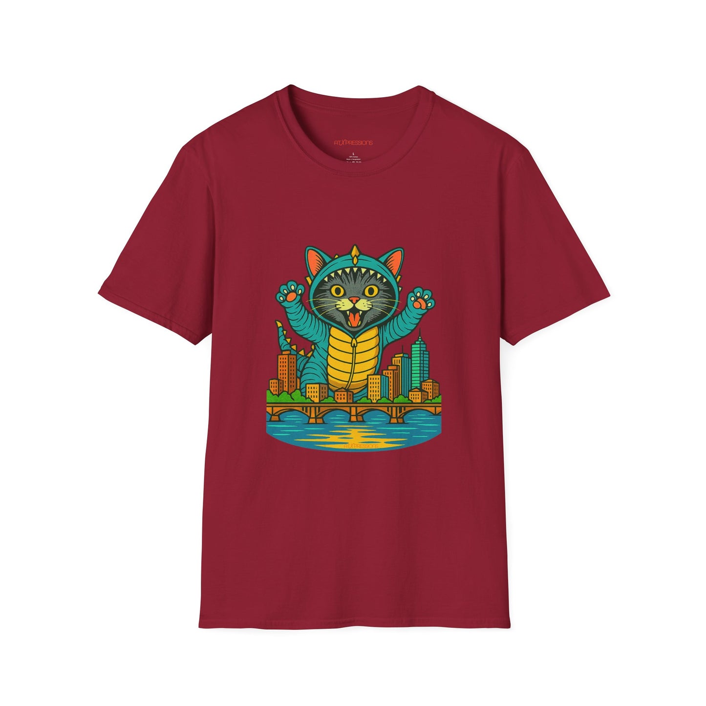 Cat Monster Austin Skyline Graphic T-Shirt