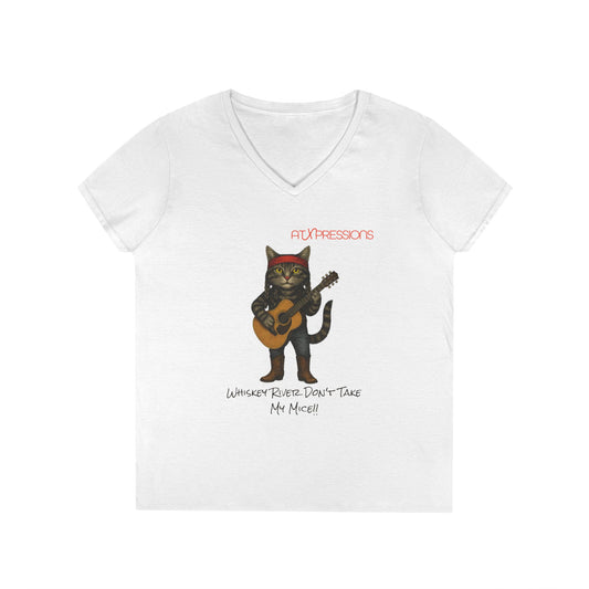 Whiskey River Cat V-Neck Tee | ATXpressions