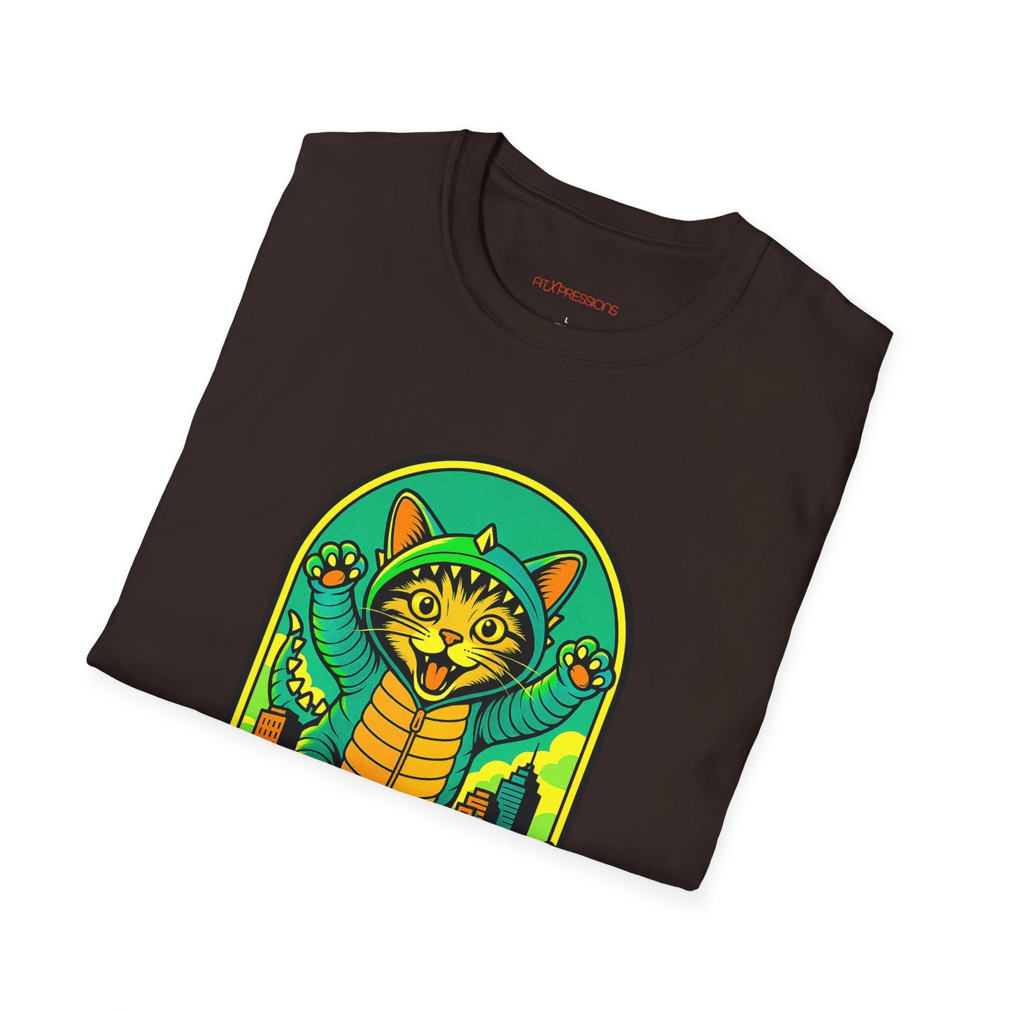 Cat Monster Austin Skyline Graphic T-Shirt