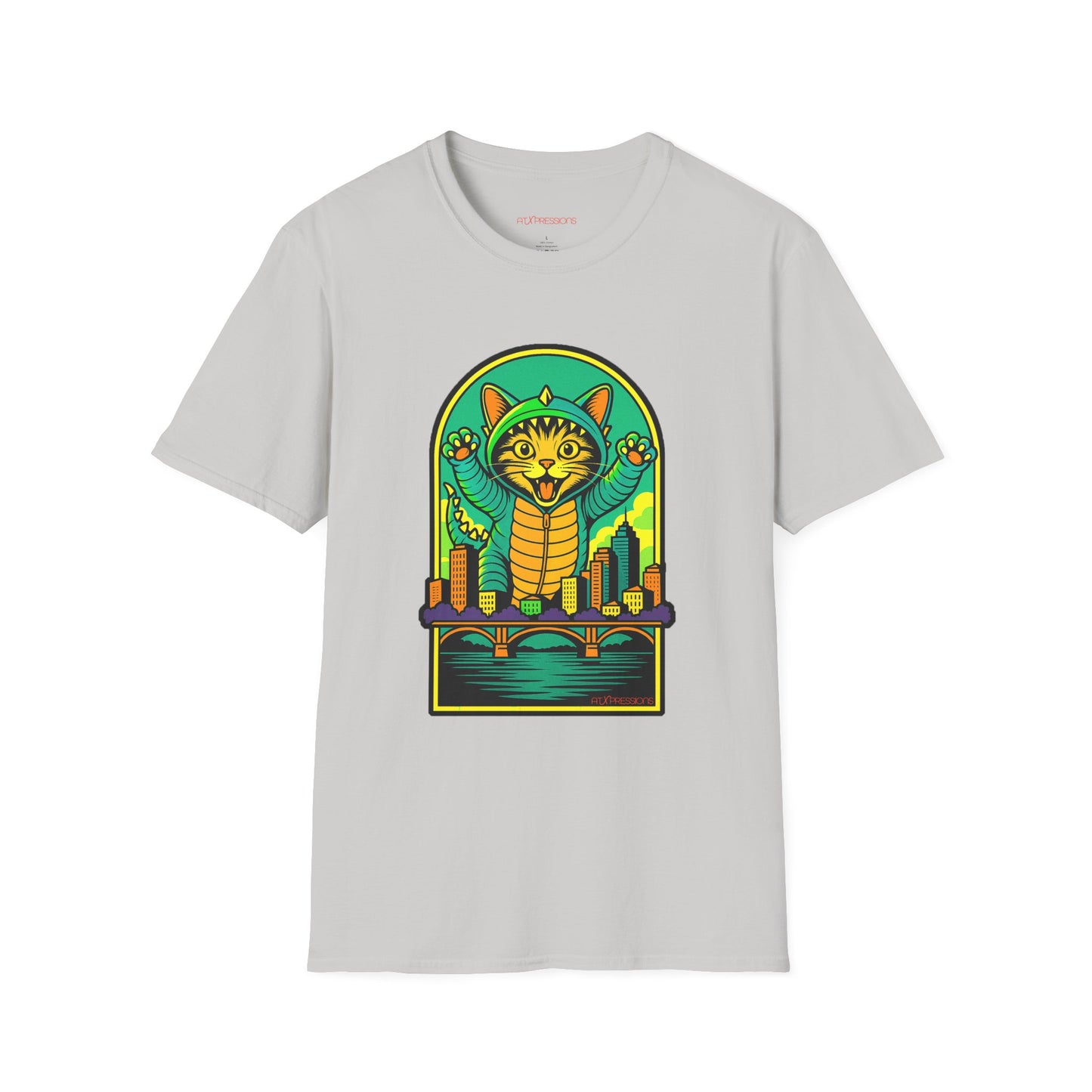 Cat Monster Austin Skyline Graphic T-Shirt