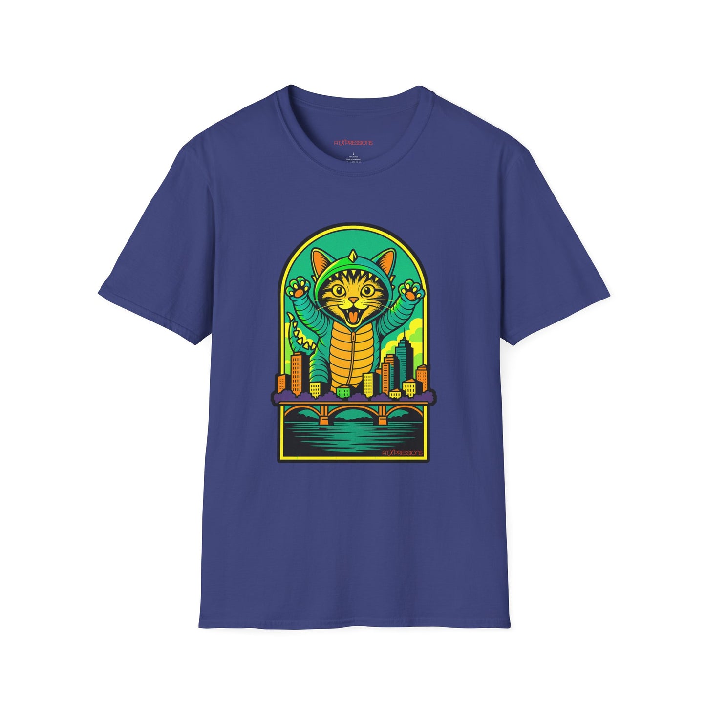 Cat Monster Austin Skyline Graphic T-Shirt