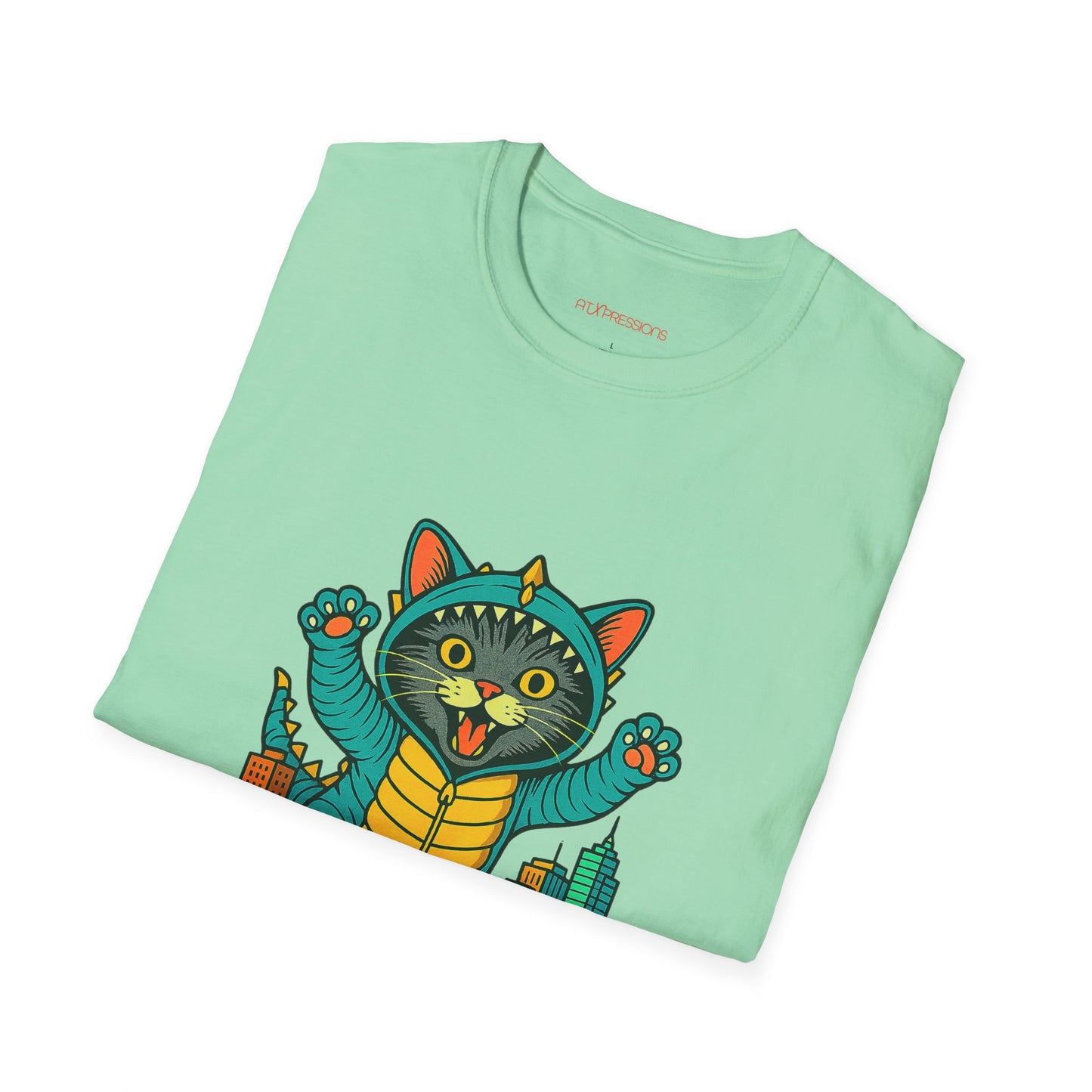 Cat Monster Austin Skyline Graphic T-Shirt