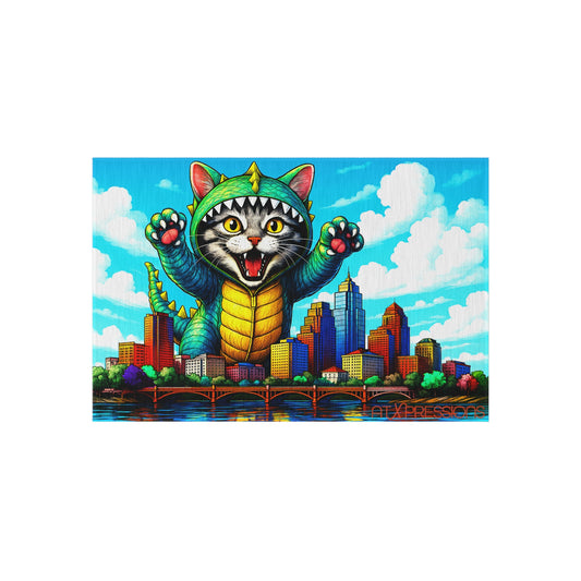 Colorful Cat Monster Outdoor Rug - Fun Area Mat for Garden, Patio, Beach Decor, Kid-Friendly Play Area, Vibrant Home Accessory