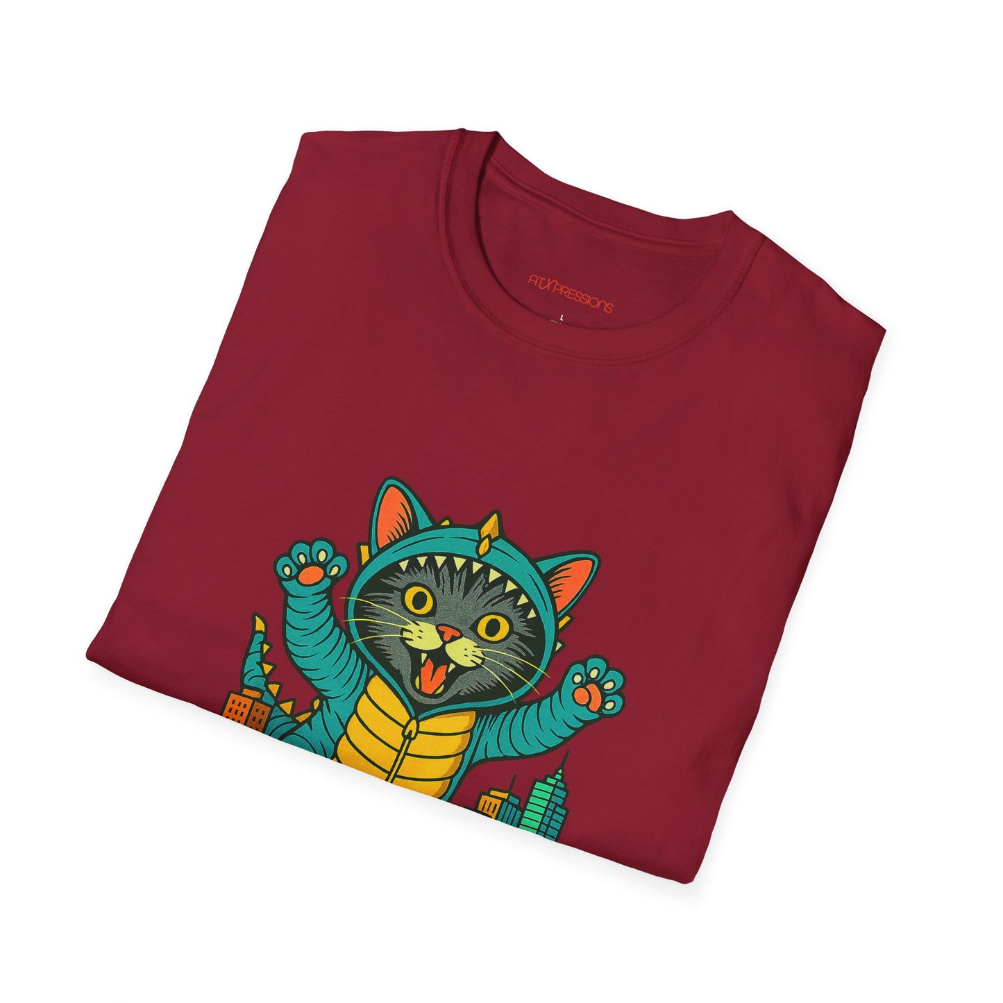 Cat Monster Austin Skyline Graphic T-Shirt