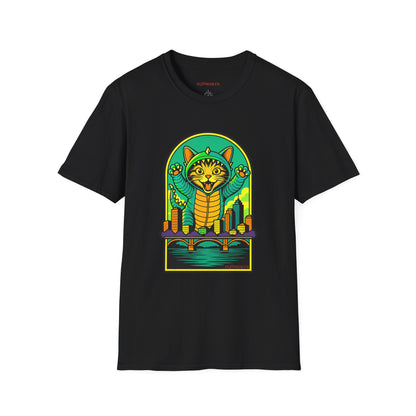 Cat Monster Austin Skyline Graphic T-Shirt