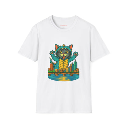 Cat Monster Austin Skyline Graphic T-Shirt