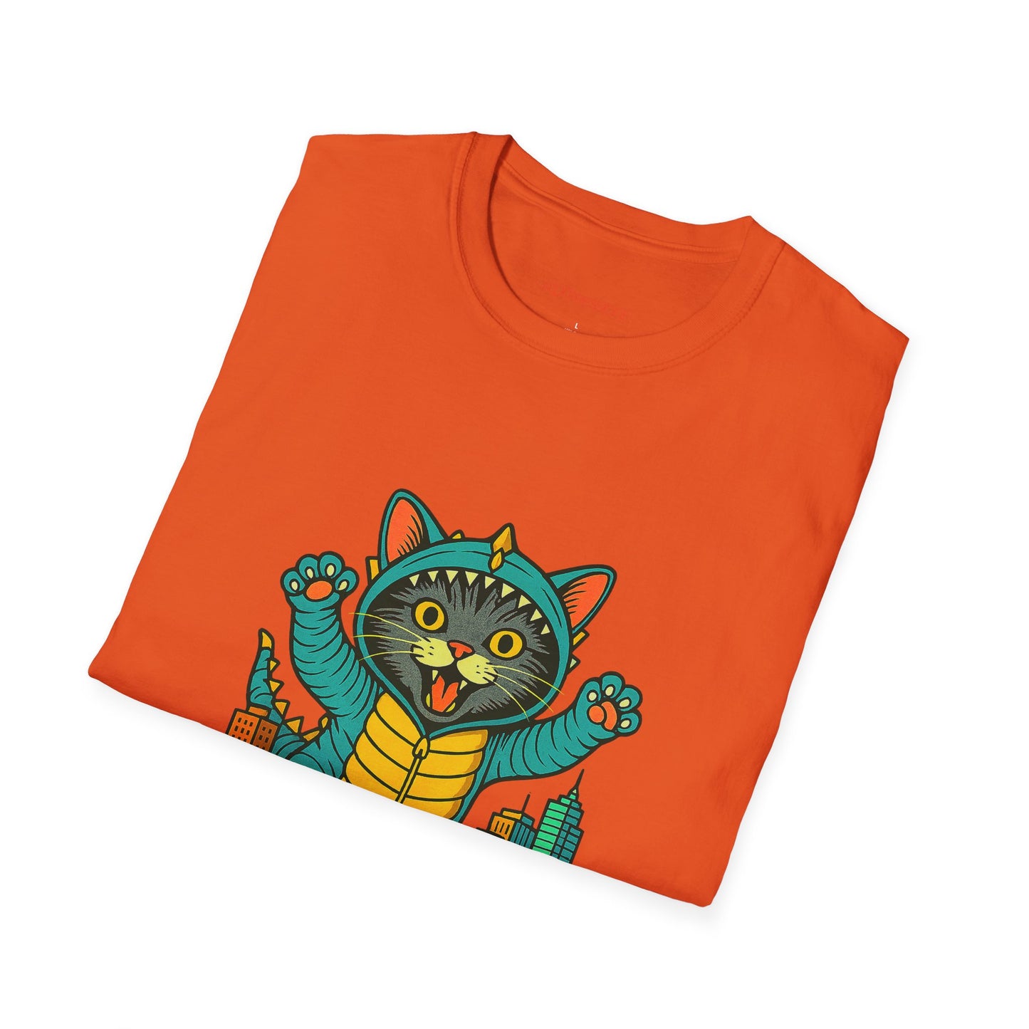 Cat Monster Austin Skyline Graphic T-Shirt