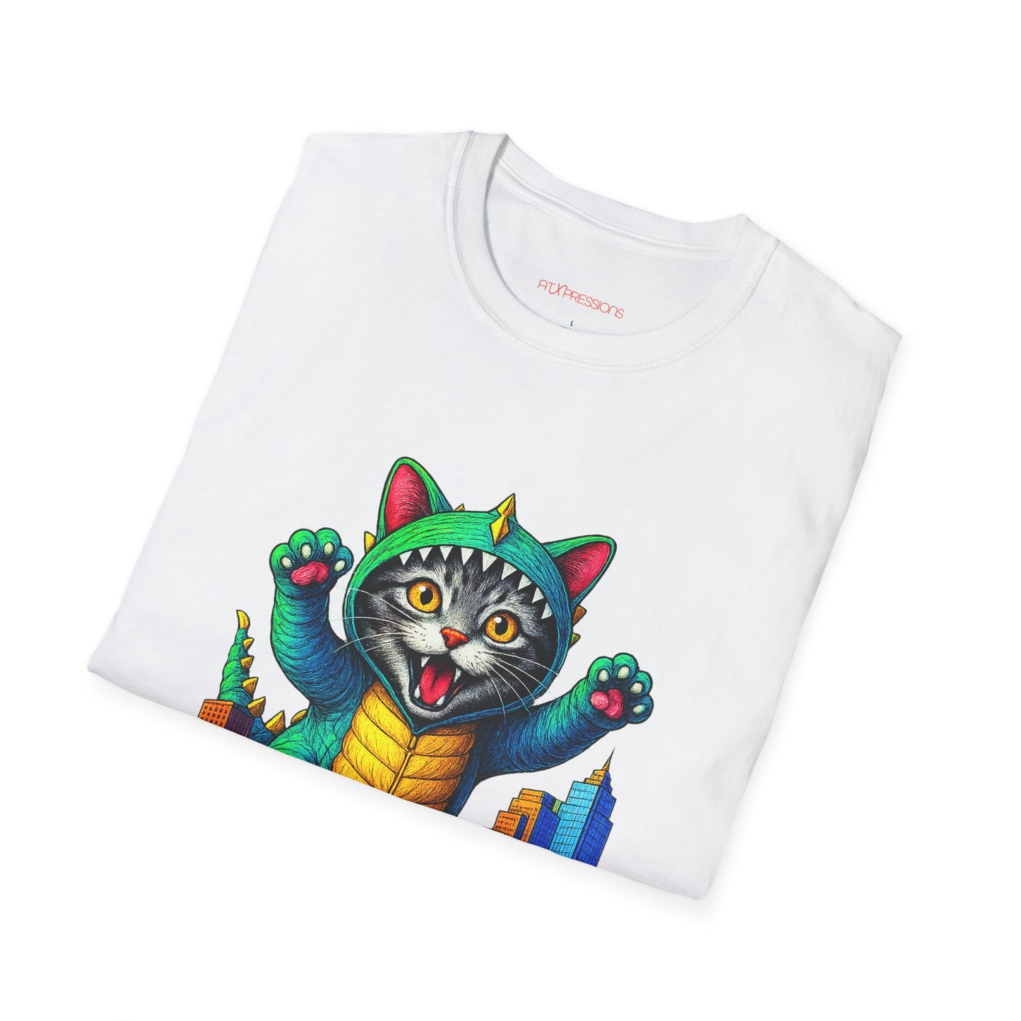 Bold Cat Over Austin Cityscape Unisex Tee | ATXpressions