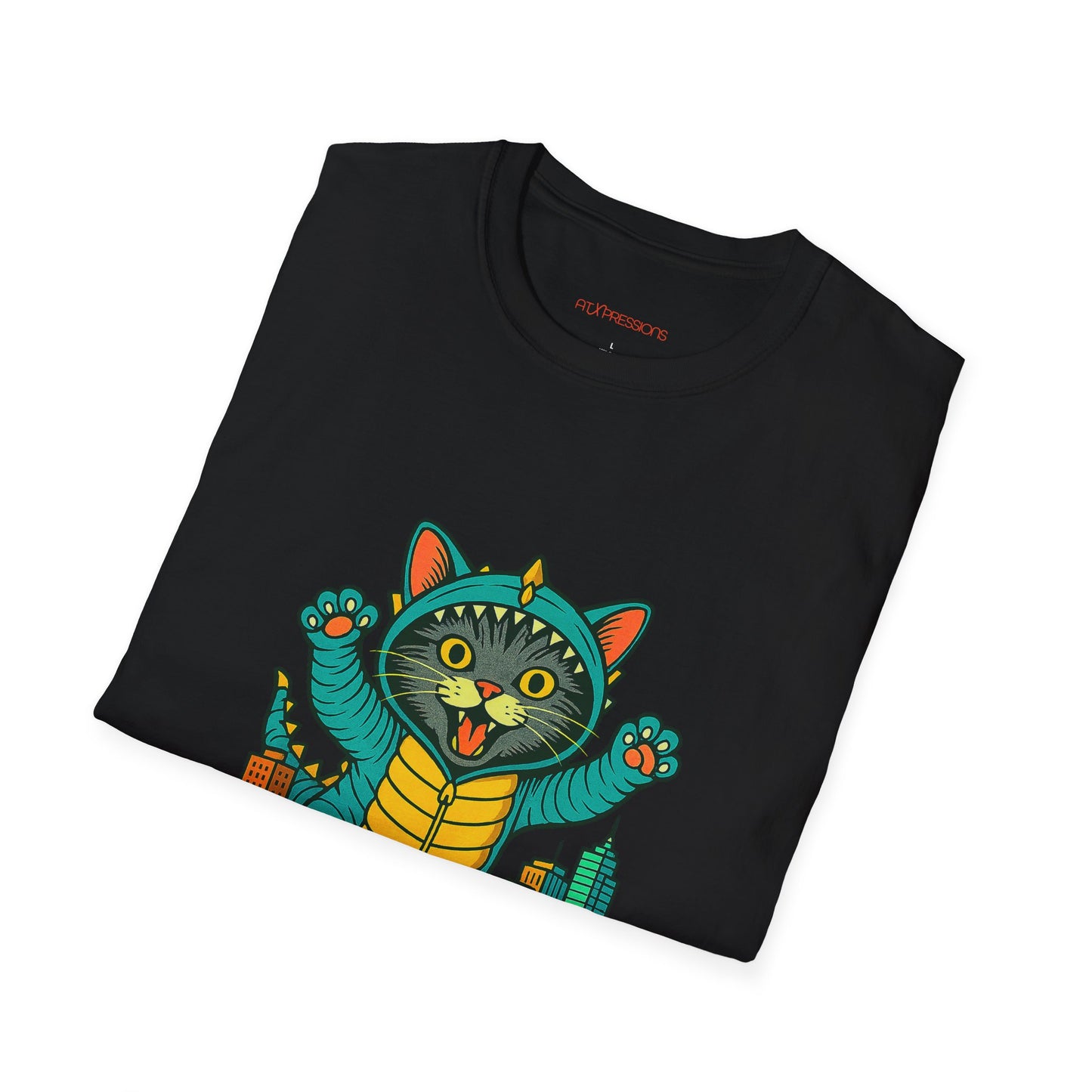 Cat Monster Austin Skyline Graphic T-Shirt