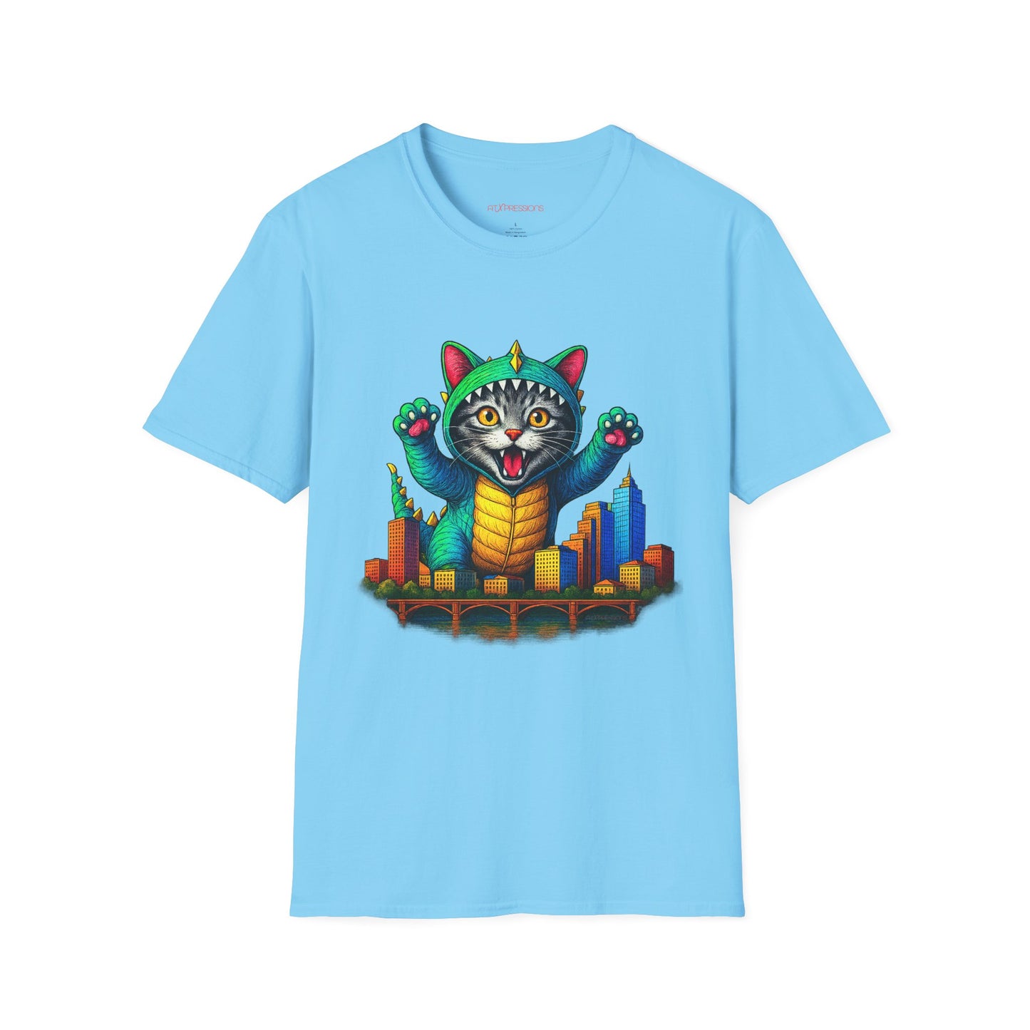 Bold Cat Over Austin Cityscape Unisex Tee | ATXpressions