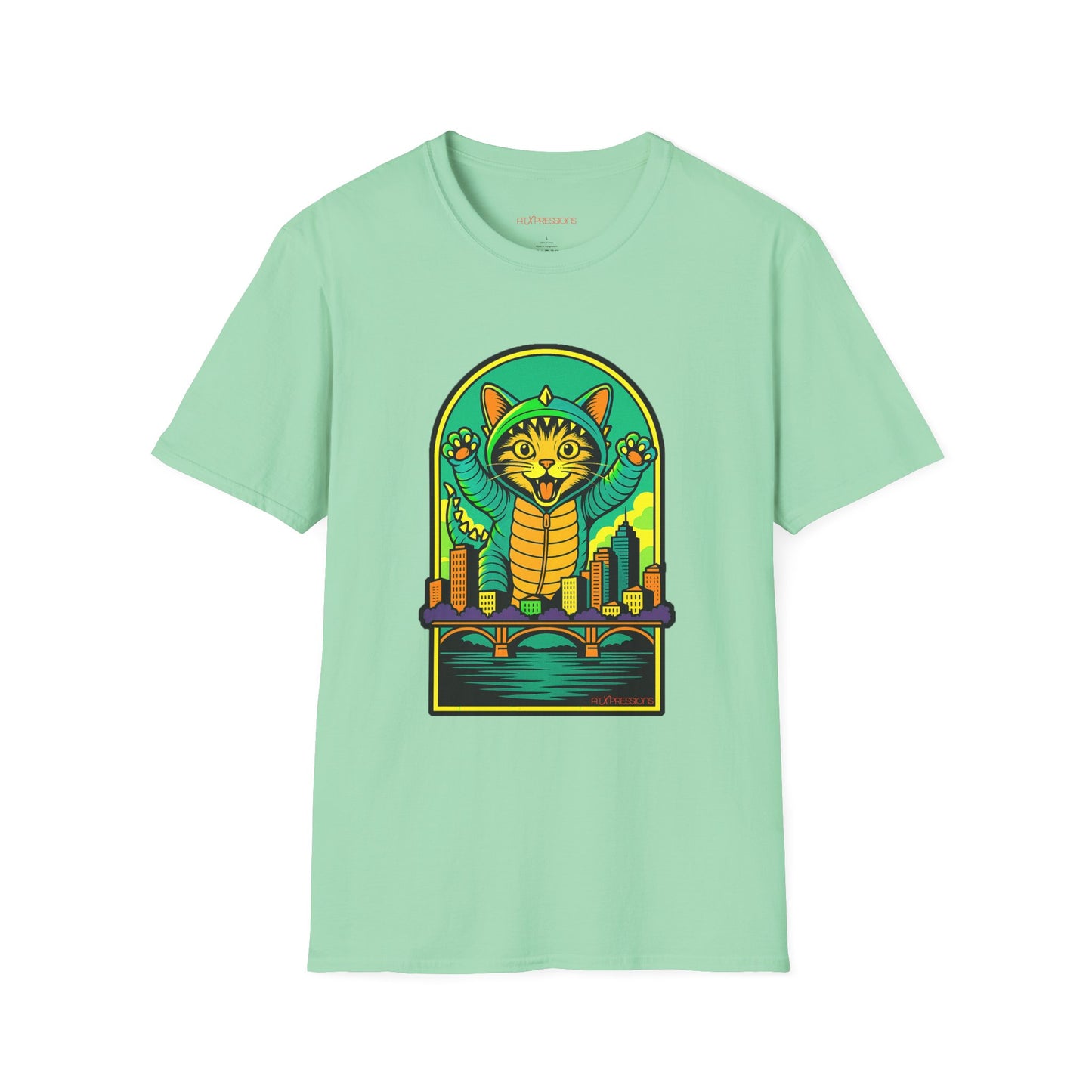 Cat Monster Austin Skyline Graphic T-Shirt