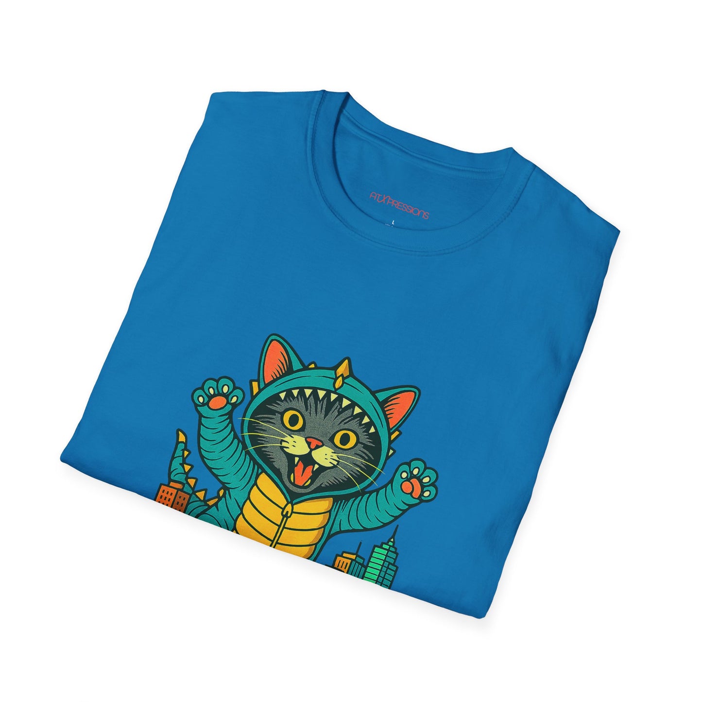 Cat Monster Austin Skyline Graphic T-Shirt